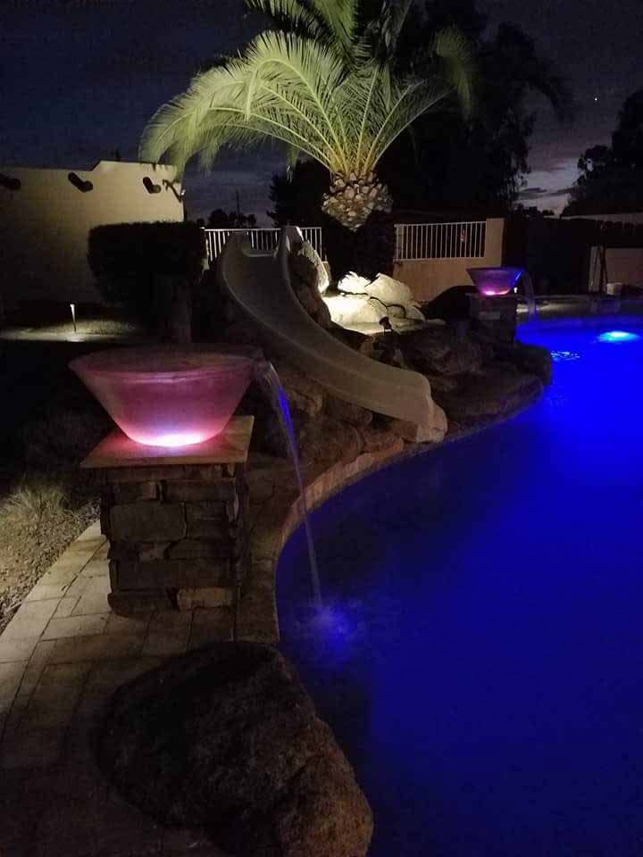 Lighting can increase the hours of to enjoy your pool and help create an inviting setting.