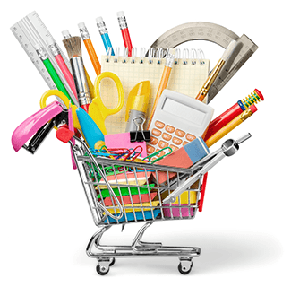 School Items In Shopping Cart