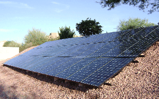 Solar panels on the ground