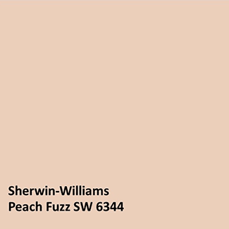 While it's not their 2024 color of the year, Sherwin-Williams offers a color called Peach Fuzz SW 6344. Not to be confused with Pantone’s 2024 Color of the Year, Peach Fuzz 13-1023