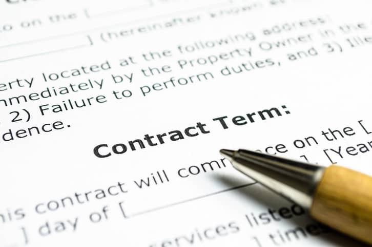 Contract terms with pen